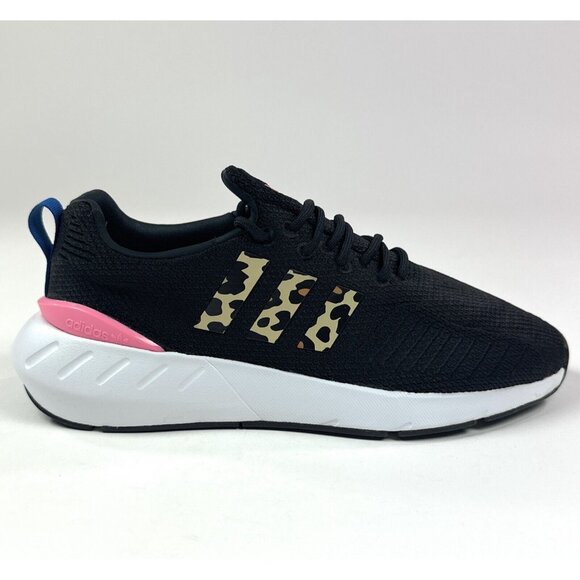 Adidas Swift Run 22 J Kids Black Pink Leopard Running Shoes Sneakers GX9215 - Picture 1 of 10